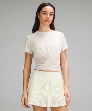 Chemises Lululemon Tie-Waist Breathable Short-Sleeve Femme Beige | FR_LuLu47753
