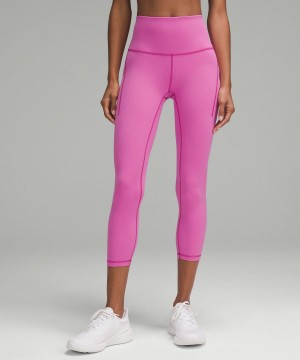 Leggings Lululemon Wunder Train High-Rise Crop with Pockets 23" Femme Rose | FR_LuLu43740
